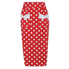 Elvgren Red Polka Dot Wiggle Skirt | Vintage Style Skirt - Lindy Bop Retro Red Midi Skirt, Fitted Knee-length Polka Dot Skirt, Red Polka Dot Pencil Skirt, Red Polka Dot Skirt, Polka Dot Rockabilly Dress For Retro-themed Events, Red Polka Dot Dress Vintage, Vintage Style Skirts, Skirt Pattern Easy, Polka Dot Pencil Skirt