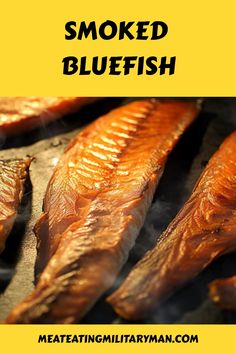 smoked bluefish on the grill with text overlay