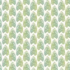 a green and white wallpaper with leaves on it