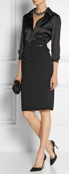 Black Silk Blouse, Pencil Skirt Outfits, Black Pencil Skirt, Business Outfit, Black Pencil, Work Wardrobe, Mode Inspiration