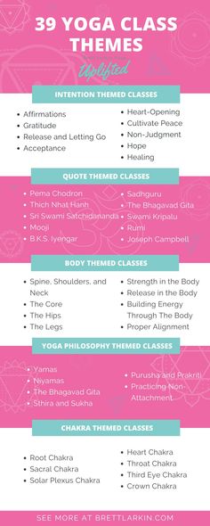 the yoga class schedule is shown in pink and blue