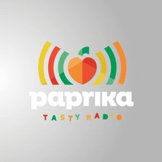 the logo for pappika tasty radio, with an orange and green apple