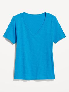 Our EveryWear T-shirts are super-soft, with a comfortable, relaxed fit.  Wear 'em with everything ✔️ Rib-knit V-neck.  Short sleeves.  Lightly enzyme-washed, slub-knit 100% cotton-jersey.  Draped, relaxed fit through body.  Regular length from sh V-neck T-shirt For Summer, Solid Color V-neck T-shirt For Summer, Casual Blue V-neck T-shirt, Casual Blue Short Sleeve V-neck Top, Basic Blue V-neck T-shirt, Casual Blue V-neck Short Sleeve Top, Face Fashion, Fresh Face, Knitted Tshirt