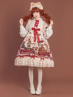 Women's Kawaii Crown Bear Lolita Dress
Features：

 	Product ID:DS0496
 	Material:Polyester
 	Season:Spring,Summer,Autumn,Winter
 	Color:Wine Red,Black,Beige

Size Chat： Op Dress, Lolita Outfits, Mermaid Outfit, Cosplay Dress, Crop Top Sweater, Lolita Dress, Affordable Clothes, Tea Room, Lolita Fashion