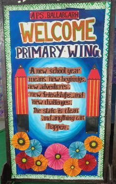 a welcome sign for primary school students