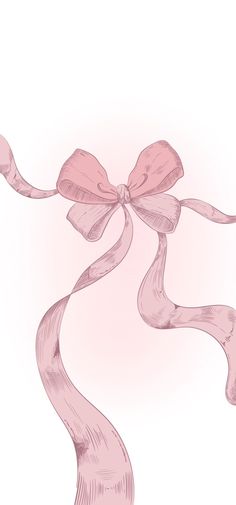 a pink ribbon with a bow on it's end is flying in the air