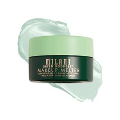 Milani Green Goddess Makeup Melter Cleansing Balm-Meet your skin's new best bud. Take your cleanse higher with this makeup melting formula that leaves skin thoroughly cleansed and nourished. Your new ride or die cleansing product, the Green Goddess Makeup remover Cleansing Balm melts down even the toughest to remove makeup, sunscreen & pollution. The duo-oil complex works instantly, transforming from balm to oil for effortless makeup removal without a greasy residue. Shea Butter and Squalene dee Effortless Makeup, Milani Makeup, Goddess Makeup, Makeup Removing, Milani Cosmetics, Makeup Removal, Skincare Essentials, Skin Care Steps, Skin Cleanse