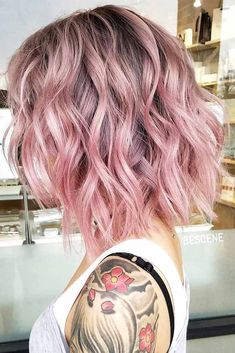 Wavy Bob Hairstyles, Lob Haircut, Haircuts For Wavy Hair, Short Wavy Hair, Penteado Cabelo Curto, Rose Gold Hair, Blonde Bobs, Dye My Hair, Hair Envy