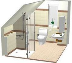 a bathroom with a toilet, sink, and shower stall in the middle of it