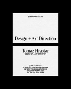 two business cards with the words design and art direction