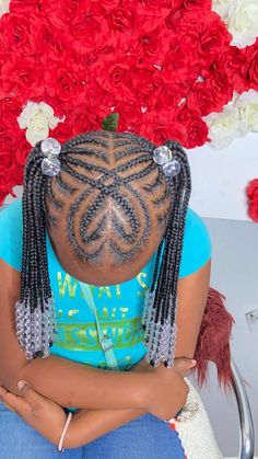 Braided Heart Hairstyles Black Hair Kids, Braided Hairstyles For 10 Years, Braids For Black Girls 12-13, Twist With Beads For Kids Hair, Kids Braided Ponytail With Beads, Kids Braids With Beads, Aaliyah Hair, Lemonade Braids Hairstyles, African American Braids