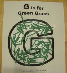 there is a sign that says g is for green grass