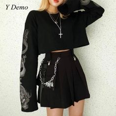 Styl Grunge, Mode Ulzzang, Egirl Fashion, Look Grunge, E Girl Outfits, Fashion Skirts, Gothic Outfits