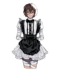 an anime character dressed in black and white