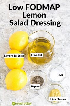 Lemon Salad Dressing, Lemon Salad Dressings, Low Fodmap Diet Recipes, Lemon Salad, Ibs Diet, Fodmap Diet Recipes, Ibs Recipes