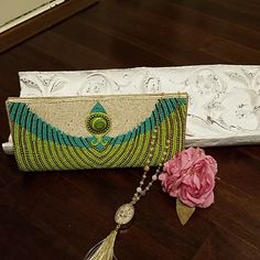 Beautiful Teal/Green Beaded Clutch Chic Beaded Rectangular Clutch, Green Embroidered Rectangular Clutch, Blue Beaded Clutch Bag, Green Beaded Rectangular Clutch, Rectangular Blue Beaded Clutch, Beaded Clutch, Teal Green, Gucci Dionysus, Wristlets