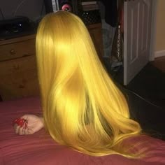 Yellow Blonde, Pinterest Hair, Trendy Hair Color, Straight Lace Front Wigs, Hair Laid, Yellow Hair, Long Blonde, Colorful Hair