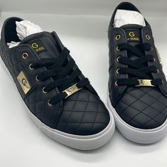 G By Guess Lace Up Sneakers . Black And Gold, Never Worn! Chic Black Synthetic Sneakers, Guess Shoes, Gold Lace, Comfy Shoes, Womens Shoes Sneakers, Black Shoes, Shoes Sneakers, Lace Up, Women Shoes