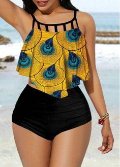 African Swimwear, Peacock Feather Print, Short African Dresses, African Fashion Skirts, African Wear Dresses, African Inspired Clothing