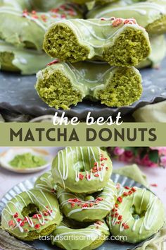 Matcha Donuts | Matcha Dessert Recipes | Easy Donut Recipes Green Tea Recipes, Homemade Donuts, Delicious Donuts