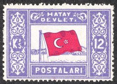 a stamp with the flag of turkey and an image of a turkish flag on it