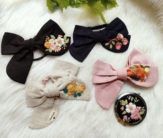 Hand Embroidery Hair Bow,Embroidery Hair Accessories, linen hairbow, hairbow for ponytail, hairbow for woman, Size Bow 3.9"x18.9" Embroider Hair, Embroidery Hair Bow, Embroidery Bunny, Embroidery Hair, Embroidered Hair Bows, Bow Embroidery, Handmade Hair Bows