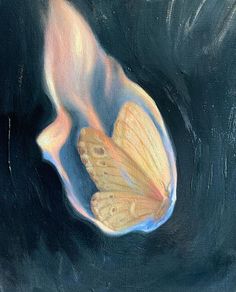 a painting of a butterfly on a black background