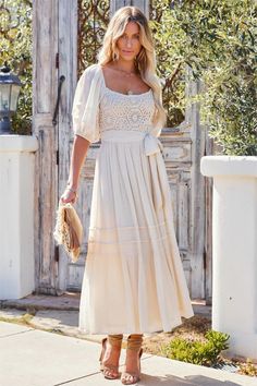 Embrace the crochet trend in the Point Loma Crochet Puff Sleeve Midi Dress in cream with an adjustable waist tie. Crochet Puff Sleeve, Puff Sleeve Midi Dress, Point Loma, Party Dress Long Sleeve, Puff Sleeve Dresses, Ruffled Maxi Dress, Sleeve Midi Dress, Puffy Sleeves, Boho Maxi Dress