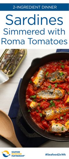 the cover of sardines simmering with roma tomatoes