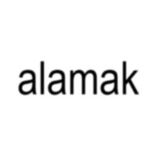 the word alamk is written in black on a white background