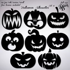 halloween pumpkin cutouts are shown in black and white