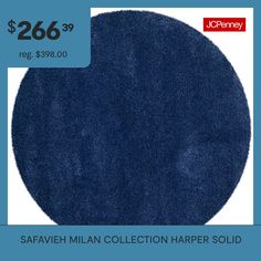 a blue round rug with the words $ 26 99 reg $ 39 00