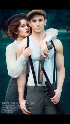 Engagement session? Save the Date? Bonnie And Clyde Costume, Photoshoot Vintage, Halloween Parejas