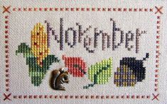 a cross stitch pattern with the word november written on it