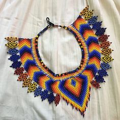 Handmade Mexican Huichol Bead Necklace - Huichol Folk Art Jewelry | eBay Folk Art Jewelry, Art Jewelry, Bead Necklace, Jewelry Art, Folk Art, Beaded Necklace, Im Not Perfect, Necklaces, Beads