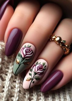 #Rose #Nail #Art #Design Petals Nail Art, Rose Nail Design, Fingernails Painted, Art Nail Designs, Serene Garden, Stunning Nail Designs, Rose Nail Art, Nail Polish Storage, Festive Nail Art