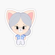 an anime character with grey hair and glasses sticker on a white background vinyl decal