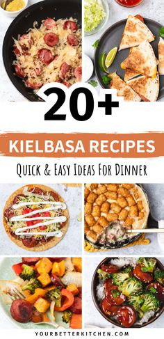 the top 20 keebbasa recipes for dinner with text overlaying it