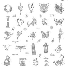 an image of tattoos drawn in pencil on paper with ink and watermarks, including symbols