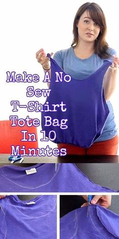 the instructions for making a t - shirt tote bag in 10 minutes