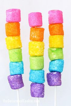 colorful marshmallows stacked on top of each other