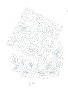 a drawing of a tree with leaves and flowers