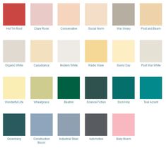 the color chart for different shades of paint