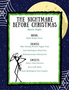 the nightmare before christmas dinner menu