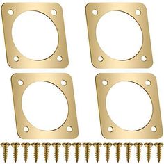 four brass plated gaskets and screws