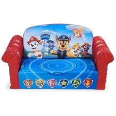 a children's chair with paw patrol characters on it