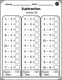 subtraction worksheet with two numbers and one time to complete the addition