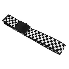 "A fashion statement all the way, with this checkered canvas belt. Metal Buckles and clasp is designed to fit all waist sizes. Detail 1pc Waist Belt Material: Canvas, Metal Colour: Black with White Check Approximate Dimensions Belt Width: 38mm Total Length: 110cm Fits Waist Sizes: 60cm to 96cm (24\" inches to 38\" inches) Weight: 85g" White Cheap Wristband Band, Checkered Belt, Belts Aesthetic, Canvas Belt, White Belt, Suspender Belt, Cosplay Outfits, Metal Buckles, Suspenders