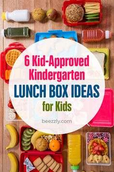 lunch box ideas for kids with text overlay that reads 6 kid - approved kindergarten lunch box ideas for kids