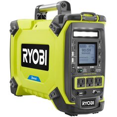 a yellow and black portable generator with the word yobi on it's side